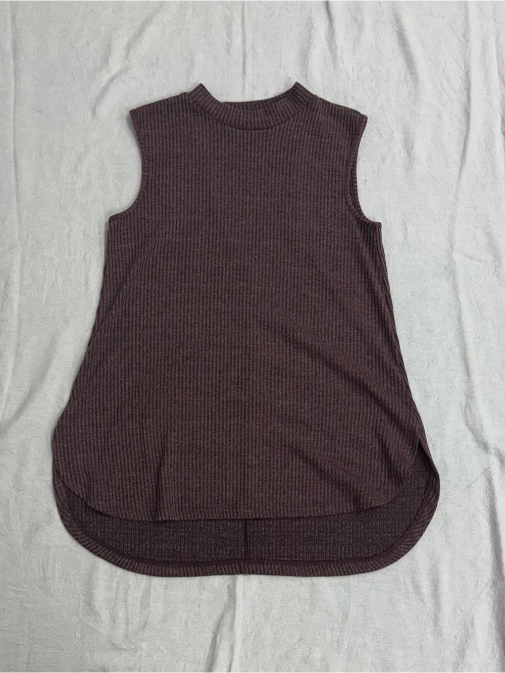Sleeveless Ribbed Mini Dress in Dark Plum